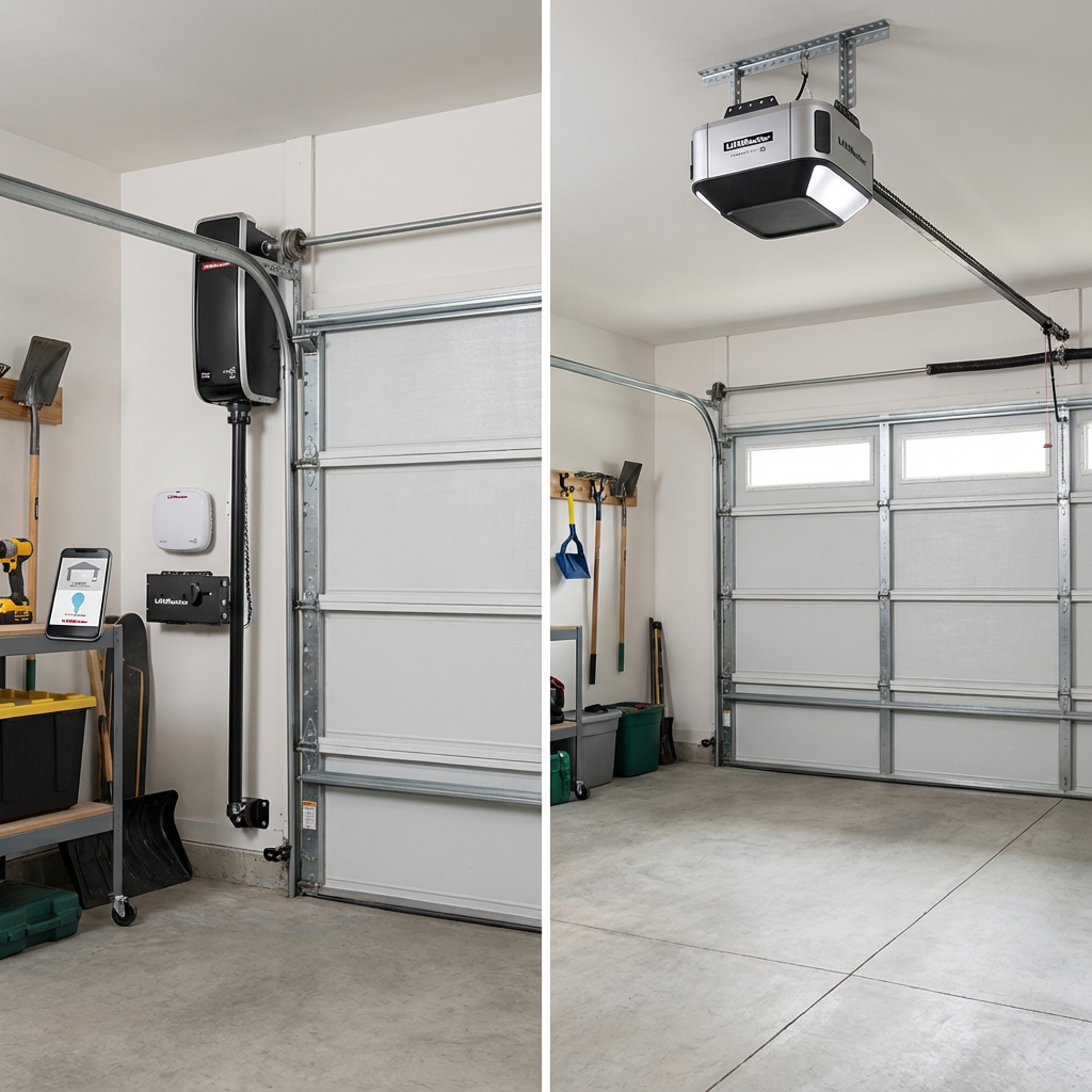 Wall mounted garage door opener vs. traditional garage door opener
